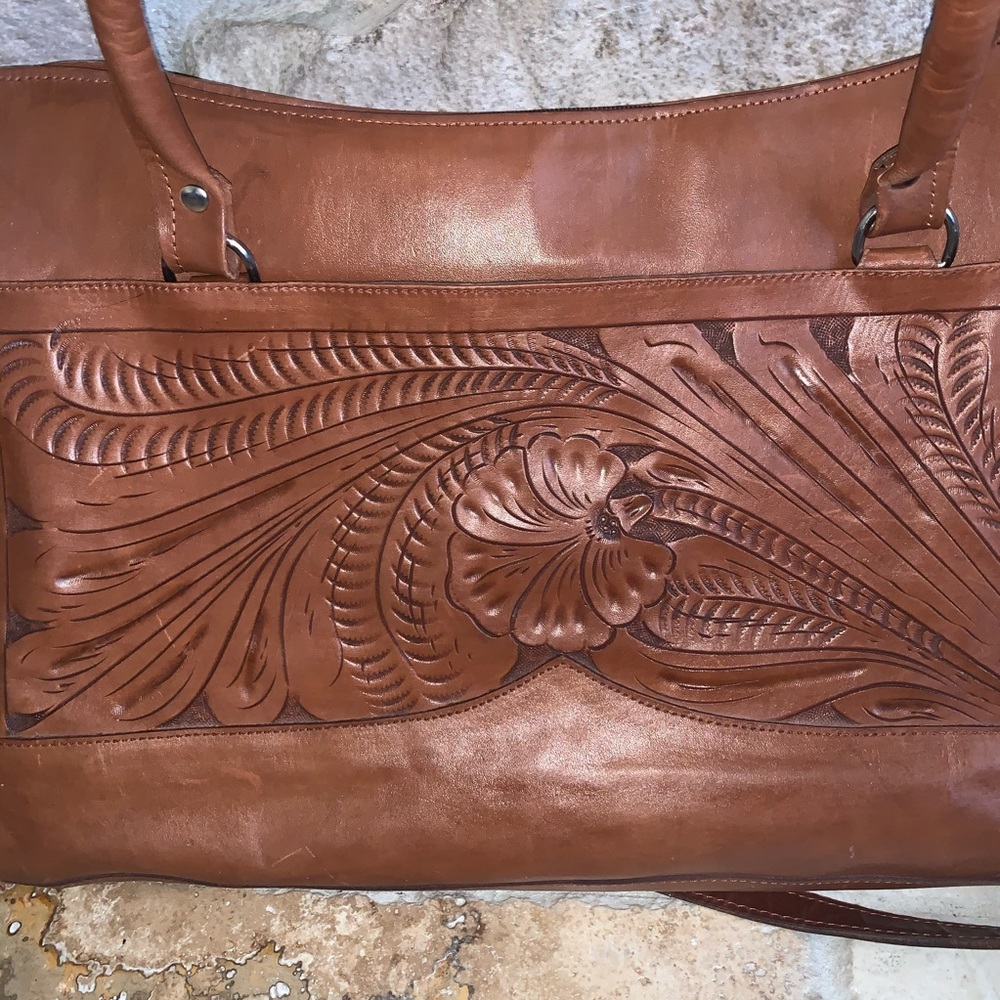 American West Brown Leather Shoulder Bag - Picture 8 of 10